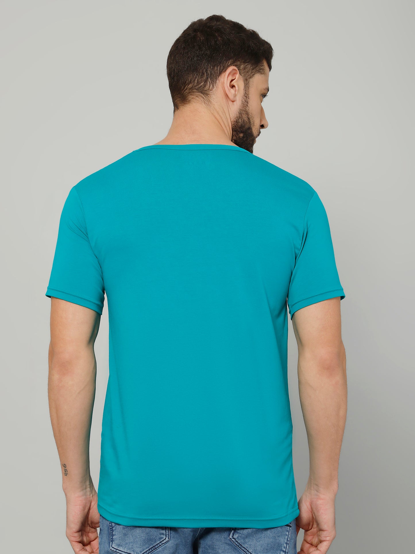 T-Shirt for Men (Ocean Blue Color) - 100% Cotton Casual T-Shirt | Half Sleeve, Round Neck 4 Way Stretch Fabric | Slim Fit T-Shirt (Copy)
