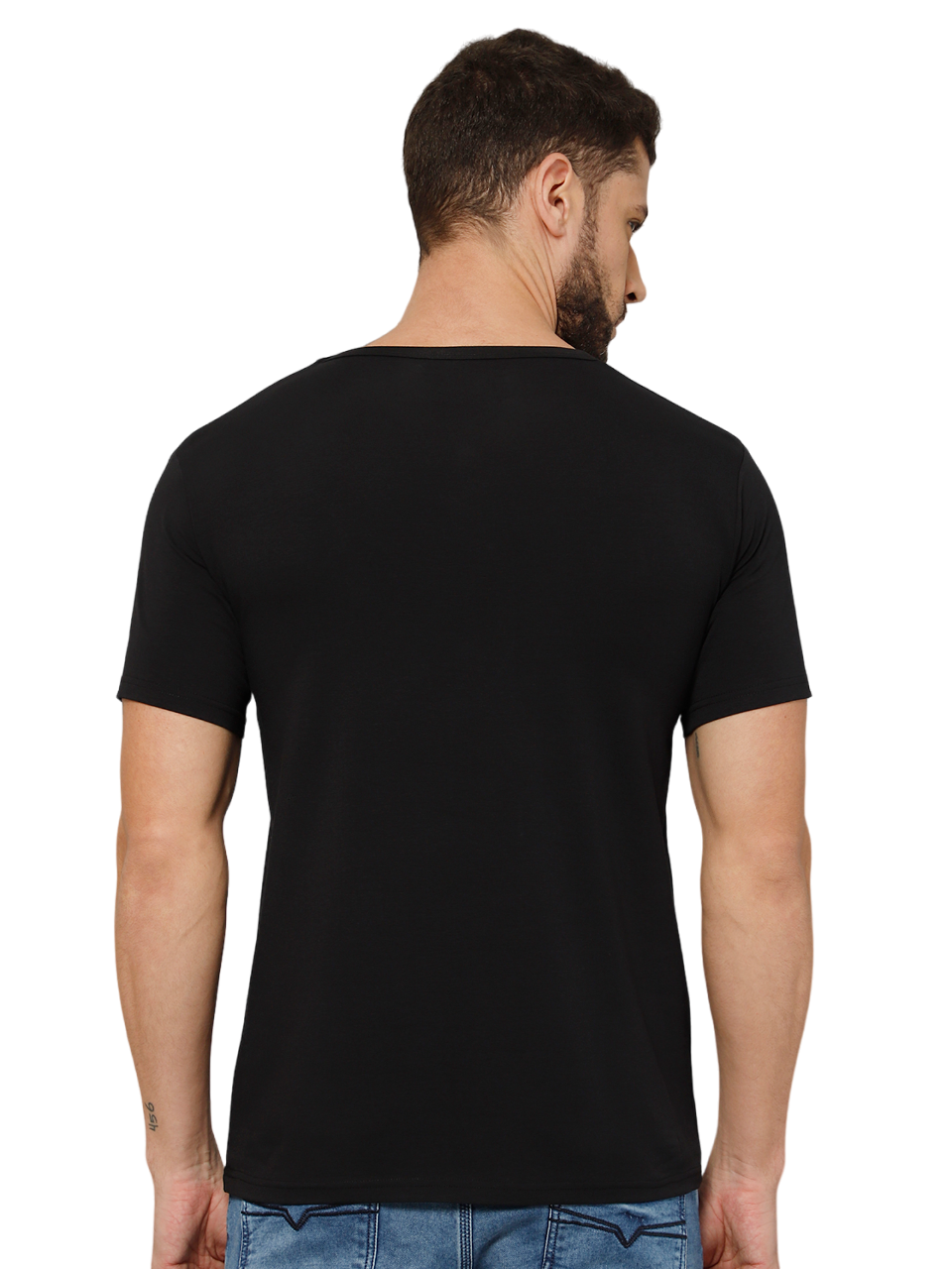 T-Shirt for Men (Black Color) - 100% Cotton Casual T-Shirt | Half Sleeve, Round Neck 4 Way Stretch Fabric | Slim Fit T-Shirt