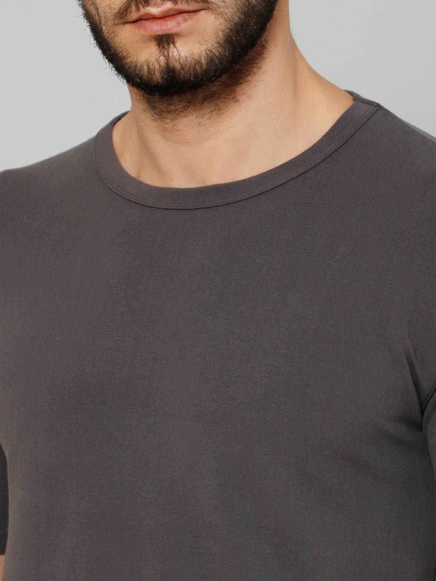 T-Shirt for Men (Grey Color) - 100% Cotton Casual T-Shirt | Half Sleeve, Round Neck 4 Way Stretch Fabric | Slim Fit T-Shirt