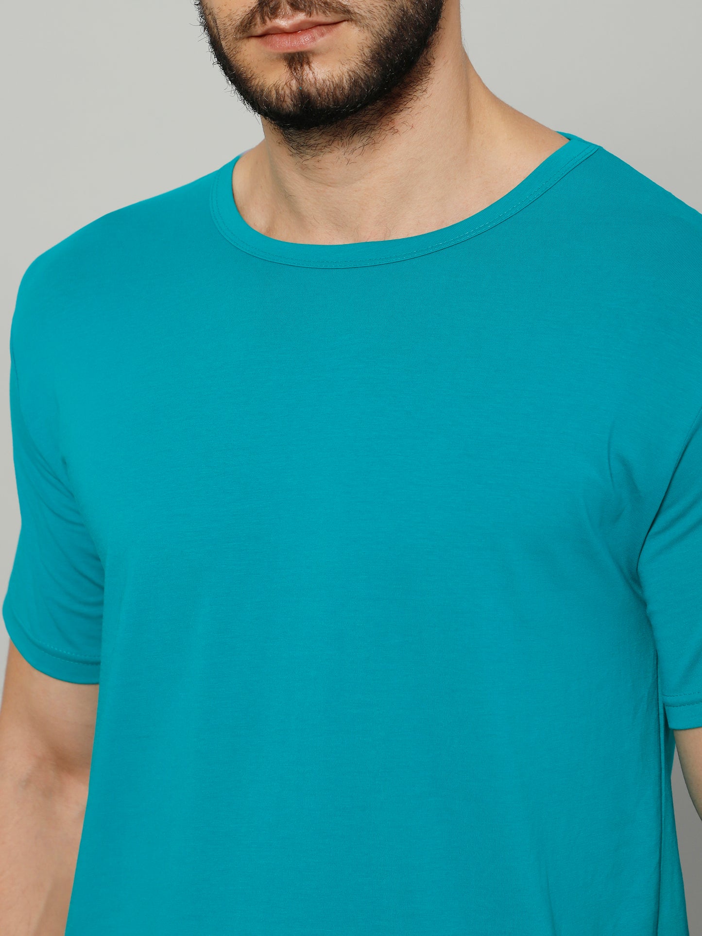 T-Shirt for Men (Ocean Blue Color) - 100% Cotton Casual T-Shirt | Half Sleeve, Round Neck 4 Way Stretch Fabric | Slim Fit T-Shirt (Copy)