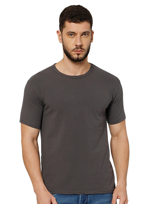 T-Shirt for Men (Grey Color) - 100% Cotton Casual T-Shirt | Half Sleeve, Round Neck 4 Way Stretch Fabric | Slim Fit T-Shirt