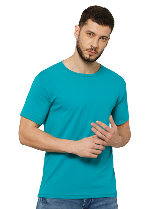 T-Shirt for Men (Ocean Blue Color) - 100% Cotton Casual T-Shirt | Half Sleeve, Round Neck 4 Way Stretch Fabric | Slim Fit T-Shirt (Copy)