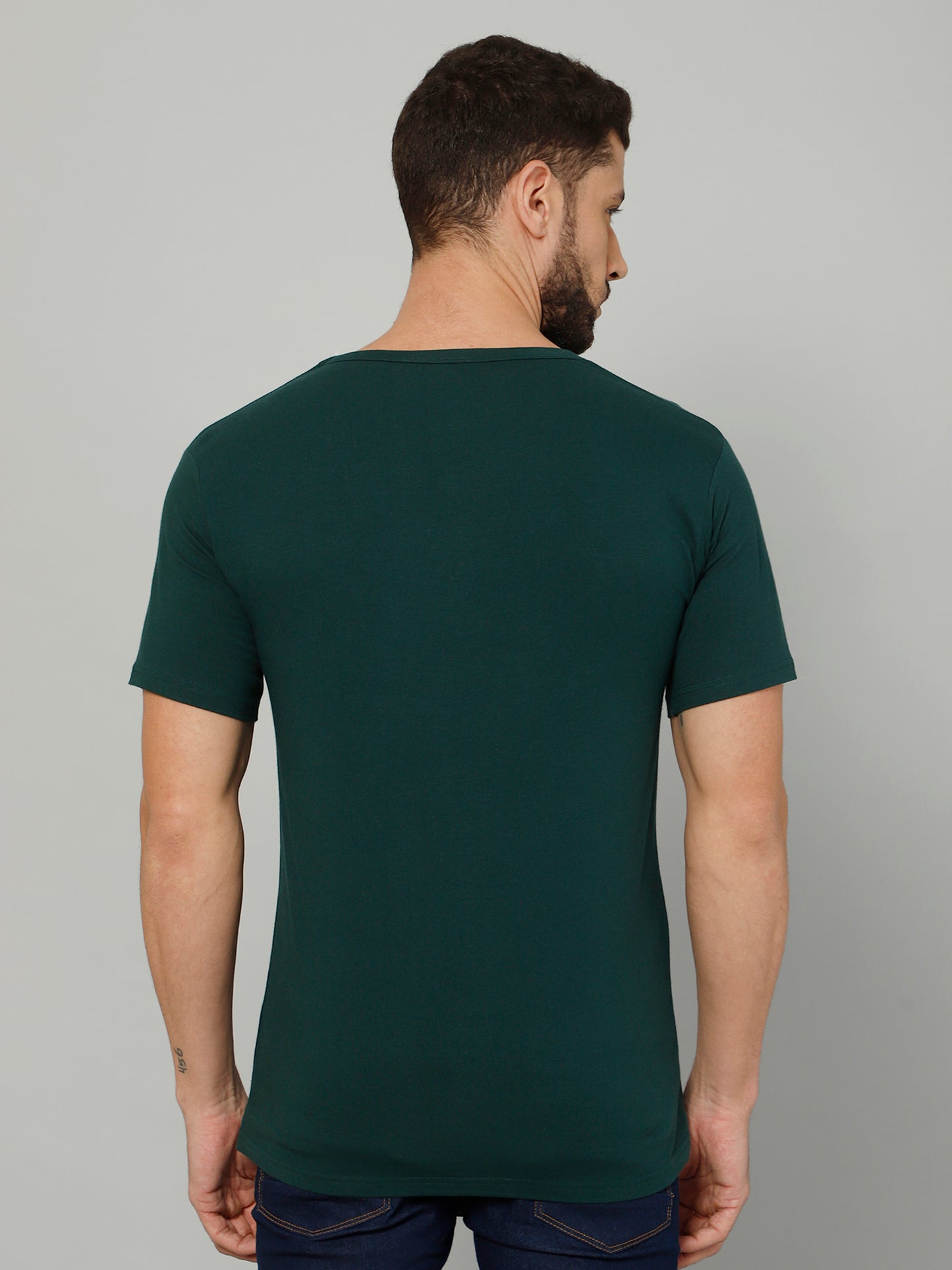 T-Shirt for Men (Jungle Green) - 100% Cotton Casual T-Shirt | Half Sleeve, Round Neck 4 Way Stretch Fabric | Slim Fit T-Shirt