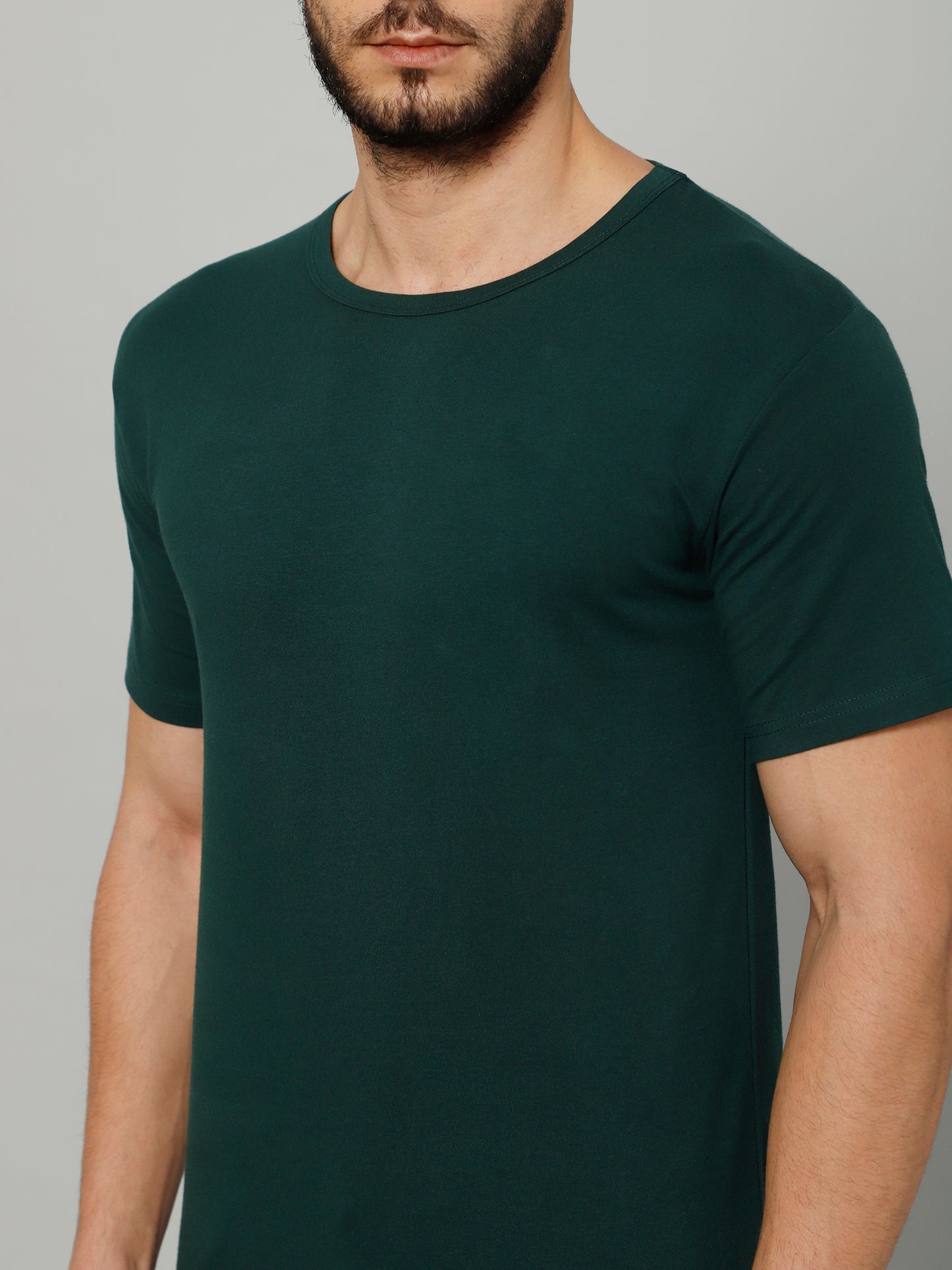 T-Shirt for Men (Jungle Green) - 100% Cotton Casual T-Shirt | Half Sleeve, Round Neck 4 Way Stretch Fabric | Slim Fit T-Shirt