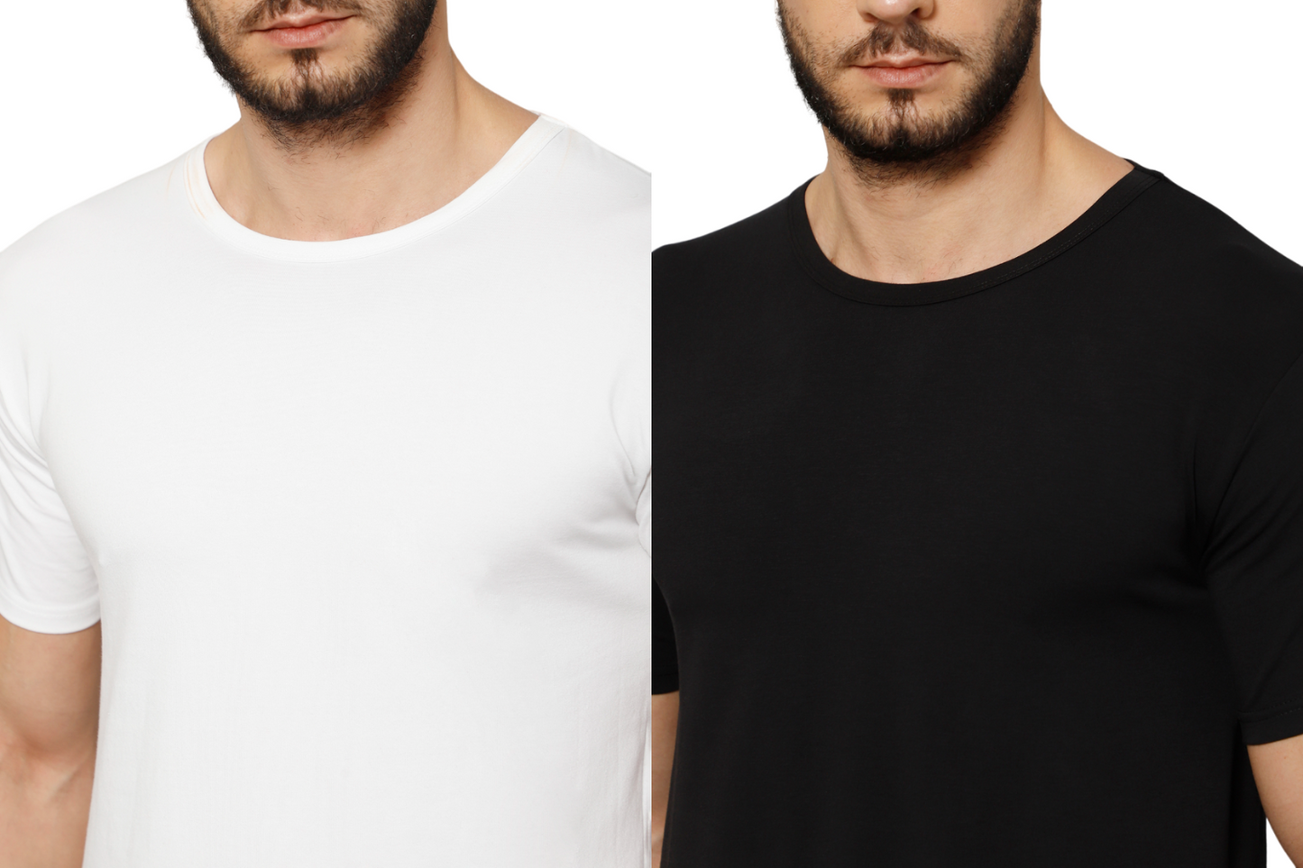 T-Shirt for Men (Black + White) - 100% Cotton Casual T-Shirt | Half Sleeve, Round Neck 4 Way Stretch Fabric | Slim Fit T-Shirt (Pack of 2)